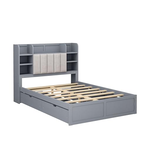 NicBex Murphy Bed Cabinet Wall Bed Queen Size with Shelves, Drawers and USB Ports, White J4083
