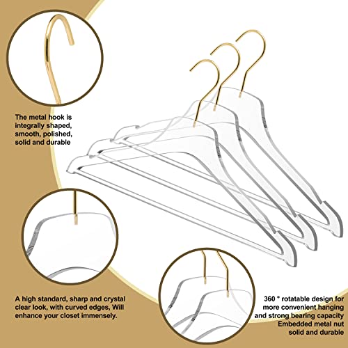 Acrylic Clear Hangers 5-Pack with Gold Hooks for Clothes X240278
