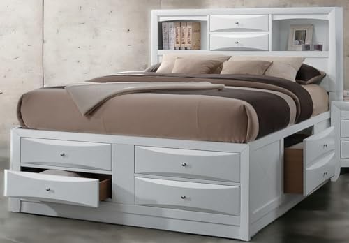 Acme Ireland Queen 8-Drawer Wooden Bed in White V6234