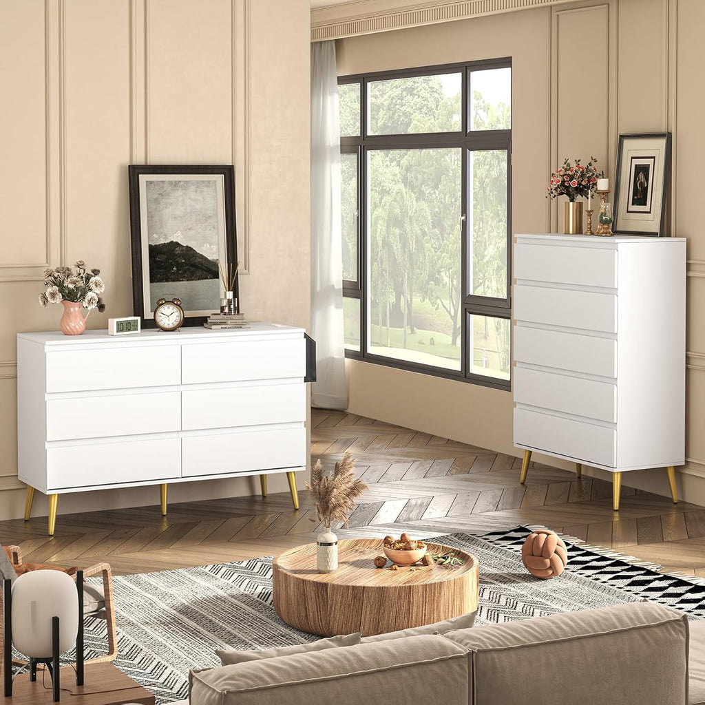 5 Drawers Dresser for Bedroom with Metal Rails L629