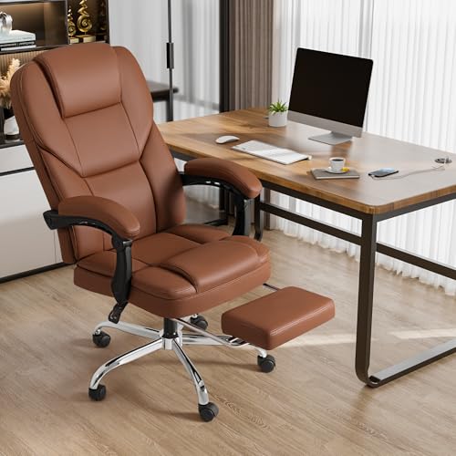 Ergonomic High Back Office Chair with Footrest, Reclining Leather, Heavy Duty X223127