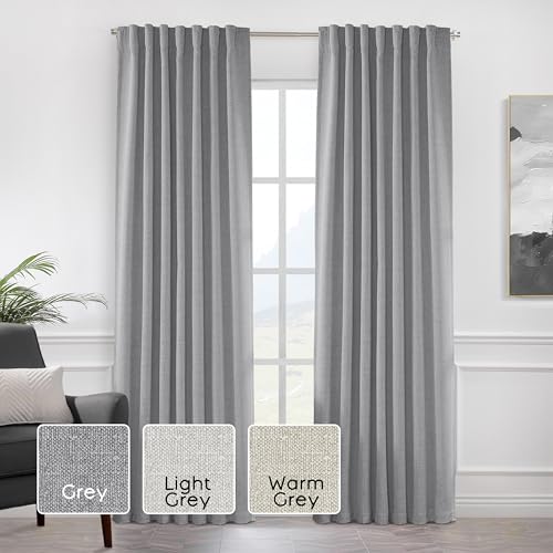 Sliding Door Curtain Patio Blinds, Light Blackout Linen Drapes, Seafoam Sea Green Grey, 96in Long P36839