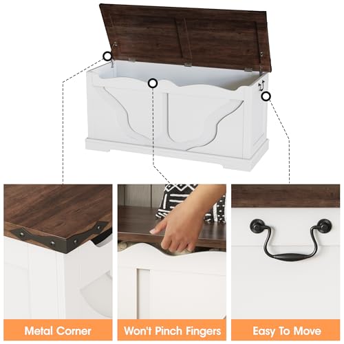 Maupvit Storage Chest with 2 Safety Hinges, White V554