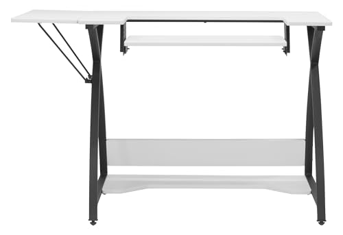 Sew Ready Comet Plus Sewing Table with Storage Drawer and Shelves, Black/White B263