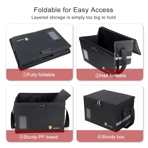 Fireproof Document Box with Lock, File Organizer for Home Office, Pink X28697