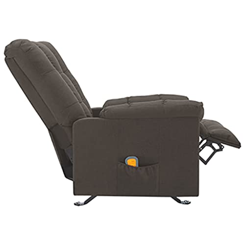 Massage Recliner Wingback Chair Brown Fabric U7191