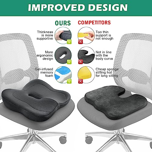 Gel Seat Cushion with Cooling Honeycomb Design, Non-Slip Cover for Office Chair E12879
