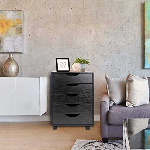 ZENY 5 Drawers Chest Mobile File Cabinet with Casters, White I62008