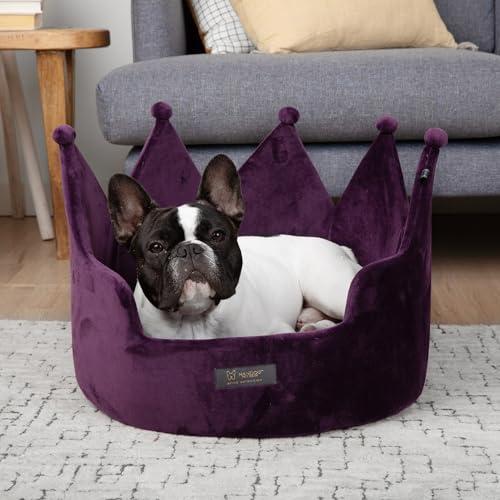 NANDOG Pet Gear Crown Cozy Round Dog and Cat Bed, Washable Micro-Plush, Royal Gray 18" K691174