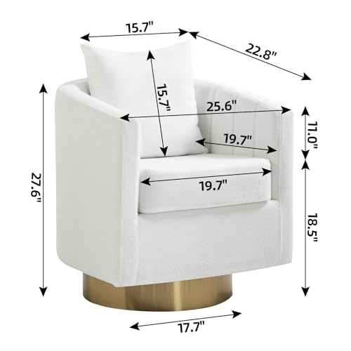 Barrel Accent Chairs Set of 2, Swivel Armchair with Waist Pillow, White U5222