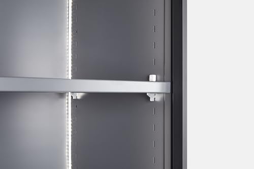 Display Cabinet with Light Strips, 5 Shelves, Glass Door, Floor Standing A25590