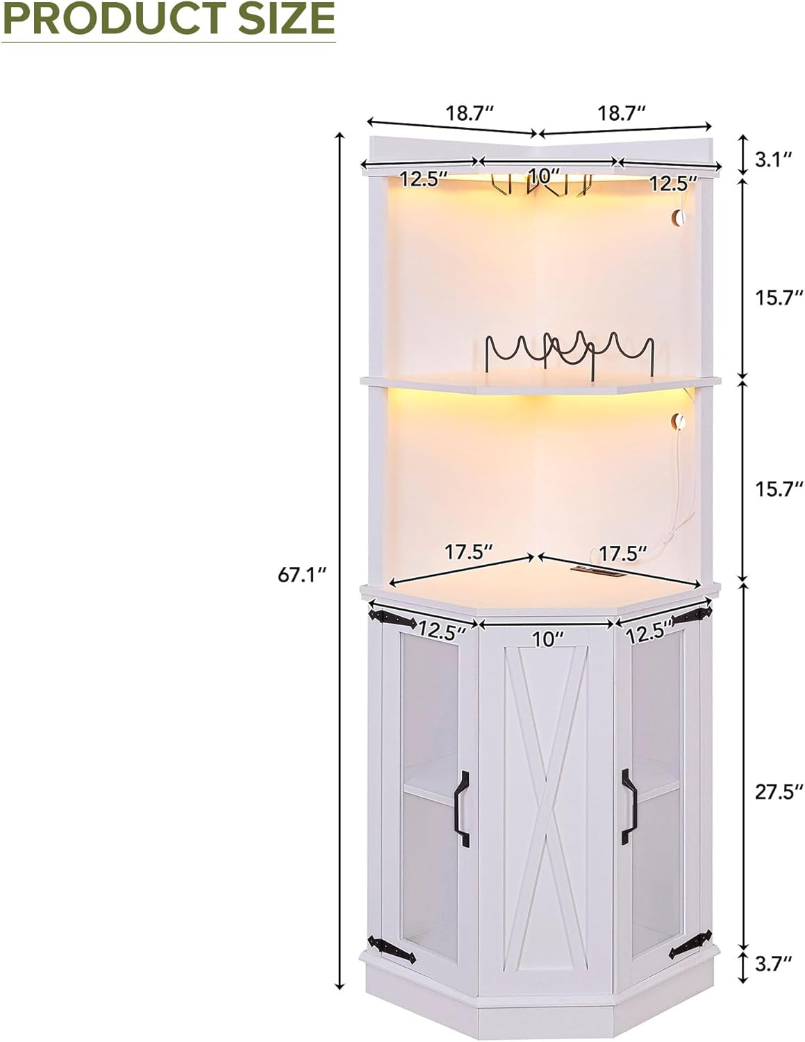 67.7" Corner Bar Cabinet with Shelves T51905
