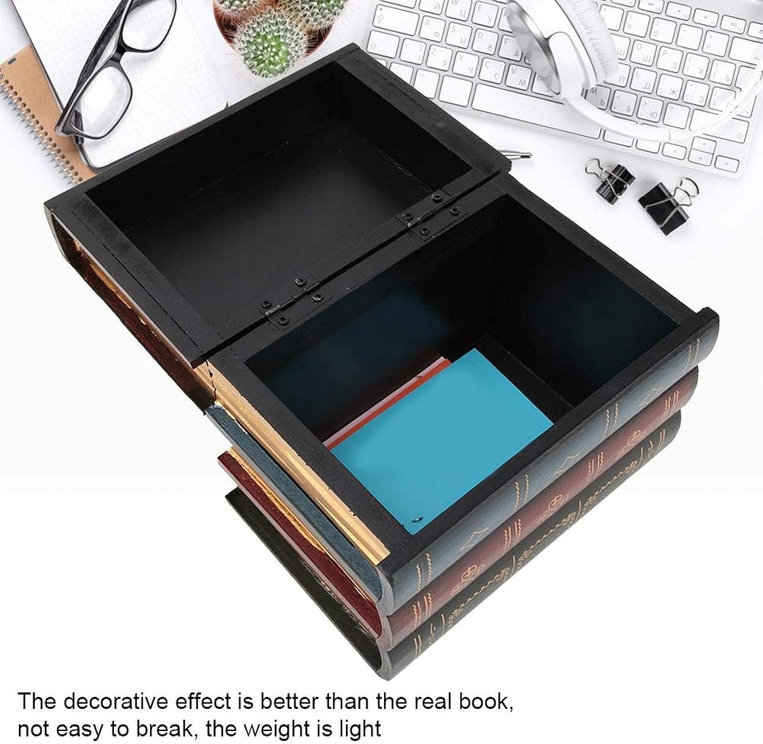 Fake Books Wooden Storage Box Hidden Storage Decorative Antique Books M7384