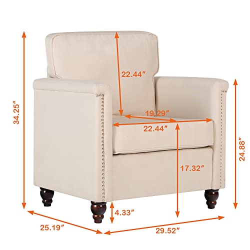 AILEEKISS Accent Chairs Set of 2 Upholstered Chesterfield Armchair Beige R911