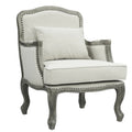 Warn 39 Inch Classic Accent Chair, Nailhead Trim, Box Cushion, Cream, Brown- Saltoro Sherpi