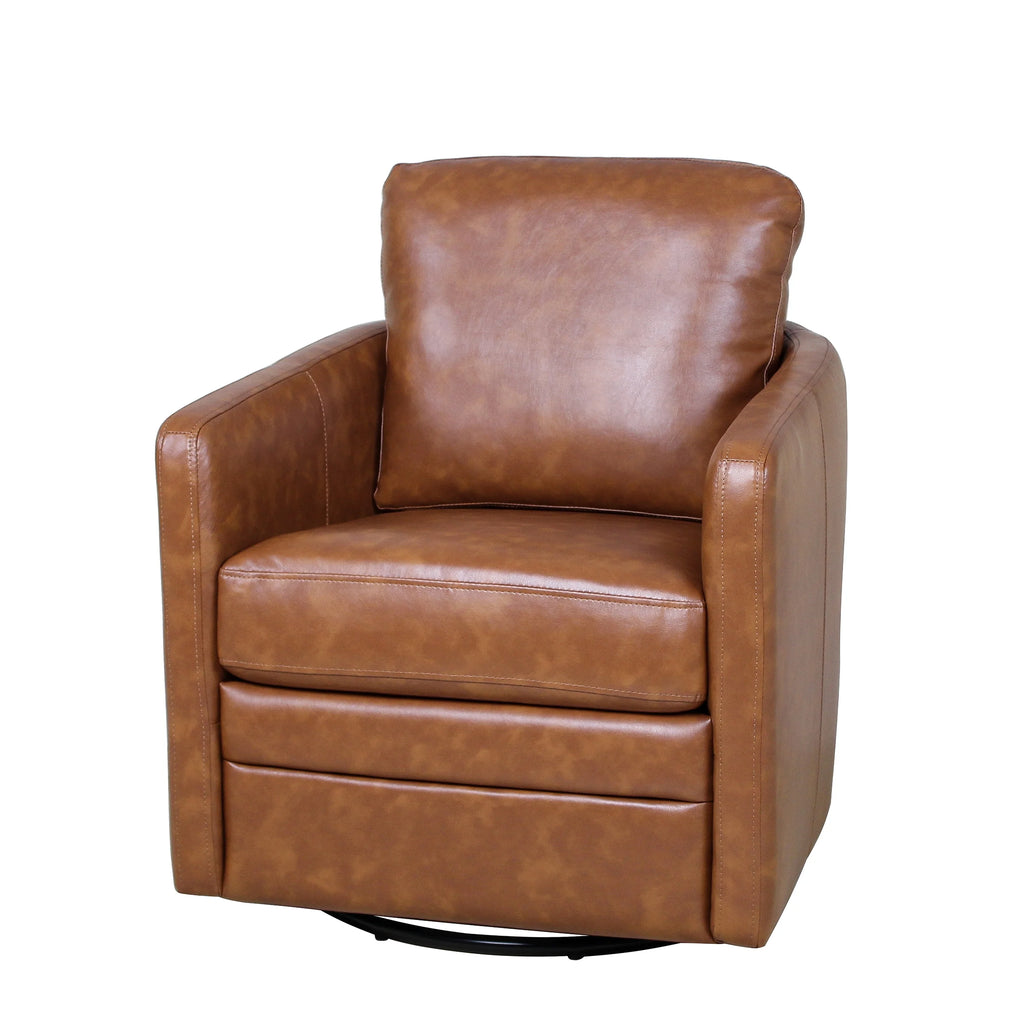 ARTFUL LIVING DESIGN Faux Leather Swivel Accent Chair with Arms Y74991