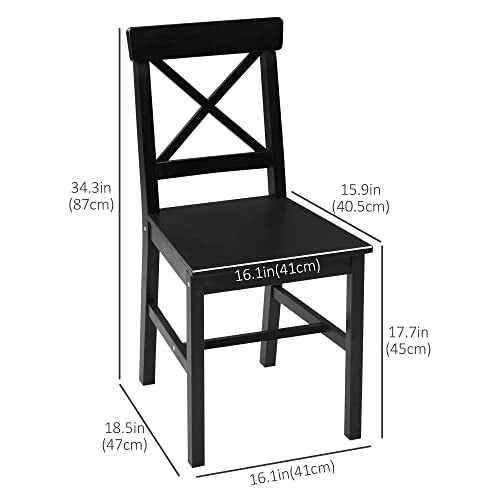 HOMCOM Modern Farmhouse Dining Chairs Set of 2, Wooden Cross Back, Black M618837