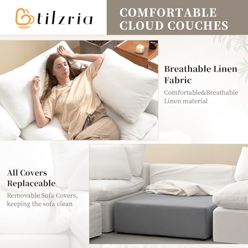 Extra Large U-Shaped Sectional Cloud Couch with Down Fill and Detachable Covers G617965