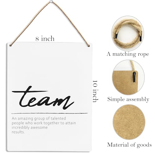 Team Definition Office Wall Decor - Inspirational Wood Hanging Sign 8x10 Inch Q9259