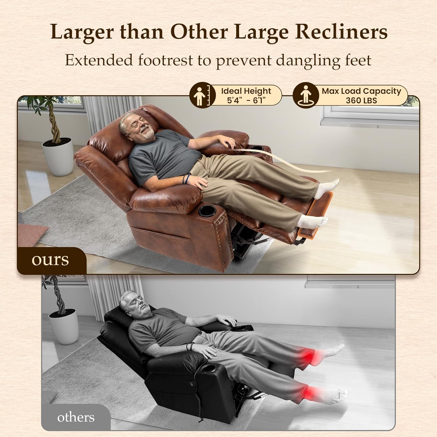 Power Lift Recliner for Elderly with Heat and Massage, Extended Footrest X9281