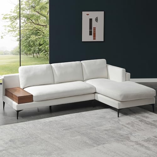 Modern Fort Modular Sofa with Reversible Chaise, Linen Fabric, Beige R892
