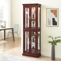 Lighted Display Cabinet,Corner Curio Display Cabinet with Adjustable Shelves & Mirrored Back,Storage Cabinet Wood Frame Collectibles Toy Display for Living Room, Kitchen,Pantry light bulb not included