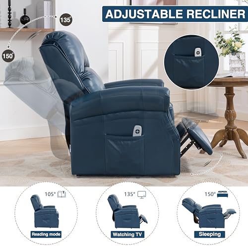 Electric Lift Recliner Chair with Lumbar Support, Red Brown V994026