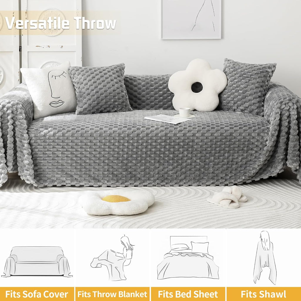 Couch Cover Blanket for Sectional Sofa, Cotton Blend Thick Washable B905