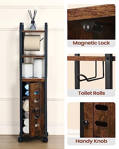 Bathroom Storage Cabinet with Adjustable Shelf and 4 Wheels, Black T616896