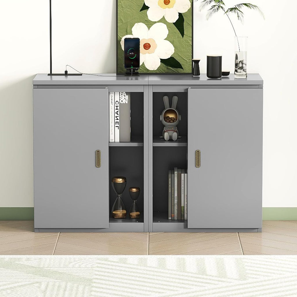 UBGO Queen Murphy Bed with Storage Shelves and USB Ports, Gray C34995