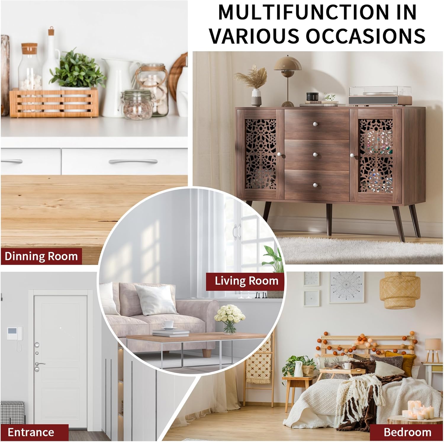 Hollow-Carved Accent Cabinet with 3 Drawers and 2 Doors Z326686