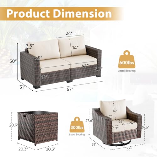 Outdoor Patio Furniture Set 6 Pieces with Fire Pit Table, Grey T113493