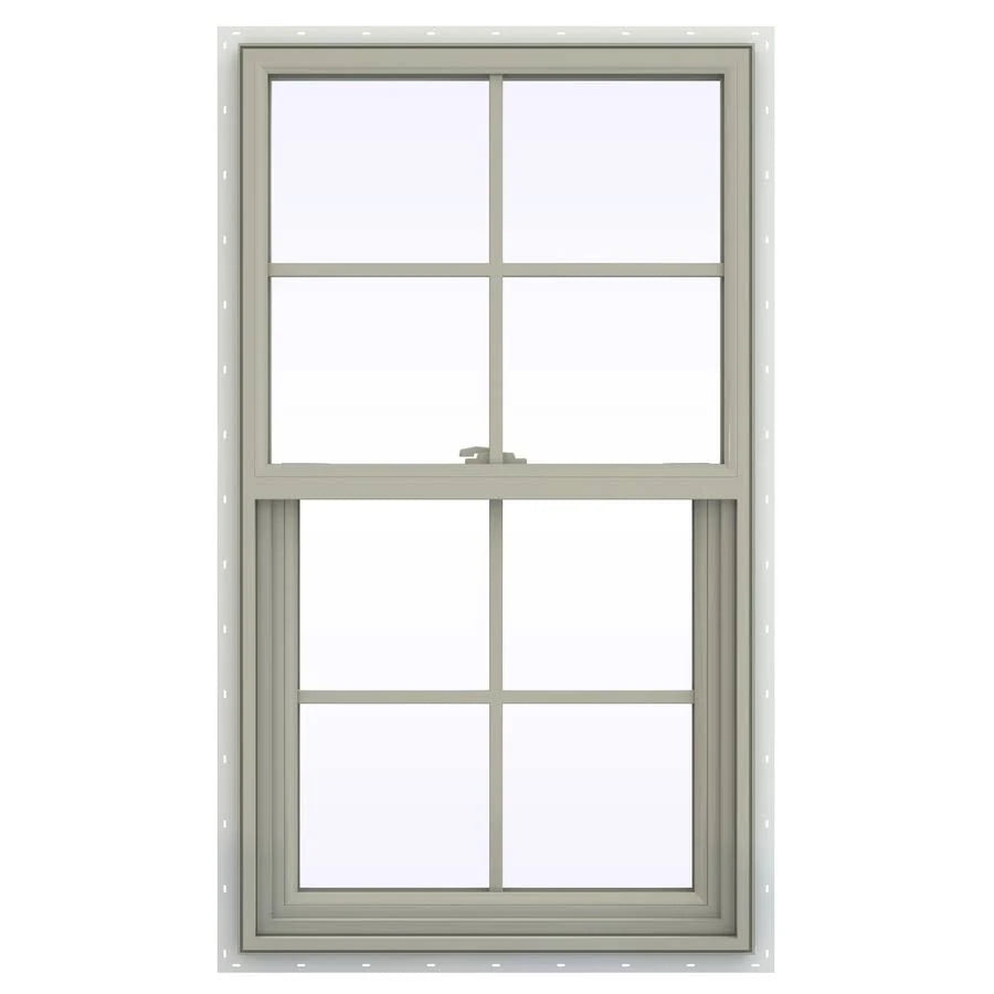 JELD-WEN V-2500 25.5-in x 40.5-in x 2.906-in Jamb Between The Glass Vinyl New Construction Desert Sand Single Hung Window in Bro