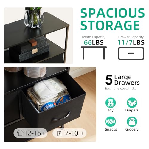 Dresser TV Stand with Fabric Drawers for TV up to 45 inch, Black H452