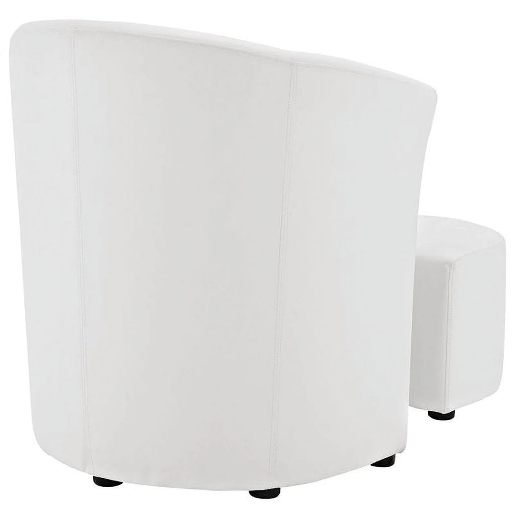 Home Square 2 Piece Faux Leather Accent Chair Set with Ottoman White Z72376