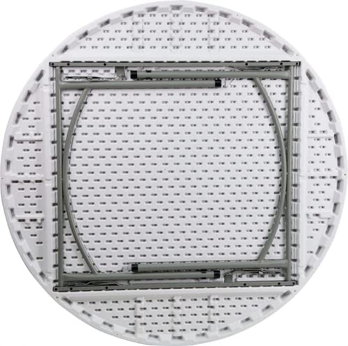 72" Round Folding Table, White Plastic, Heavy-Duty for Events G813803