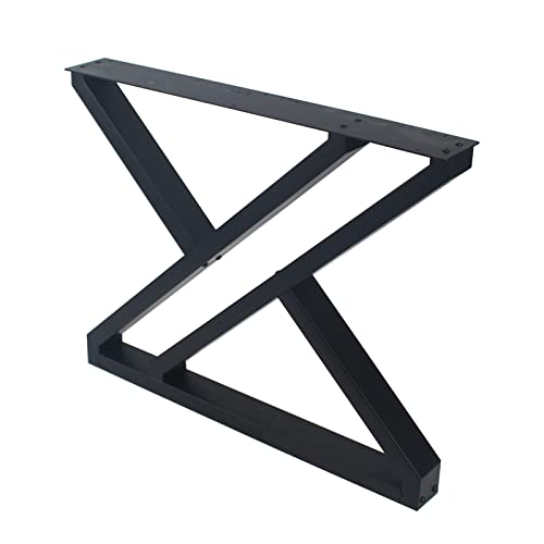 Metal Table Legs 28 Inch Heavy Duty Z Shape Set of 2 Black F9772