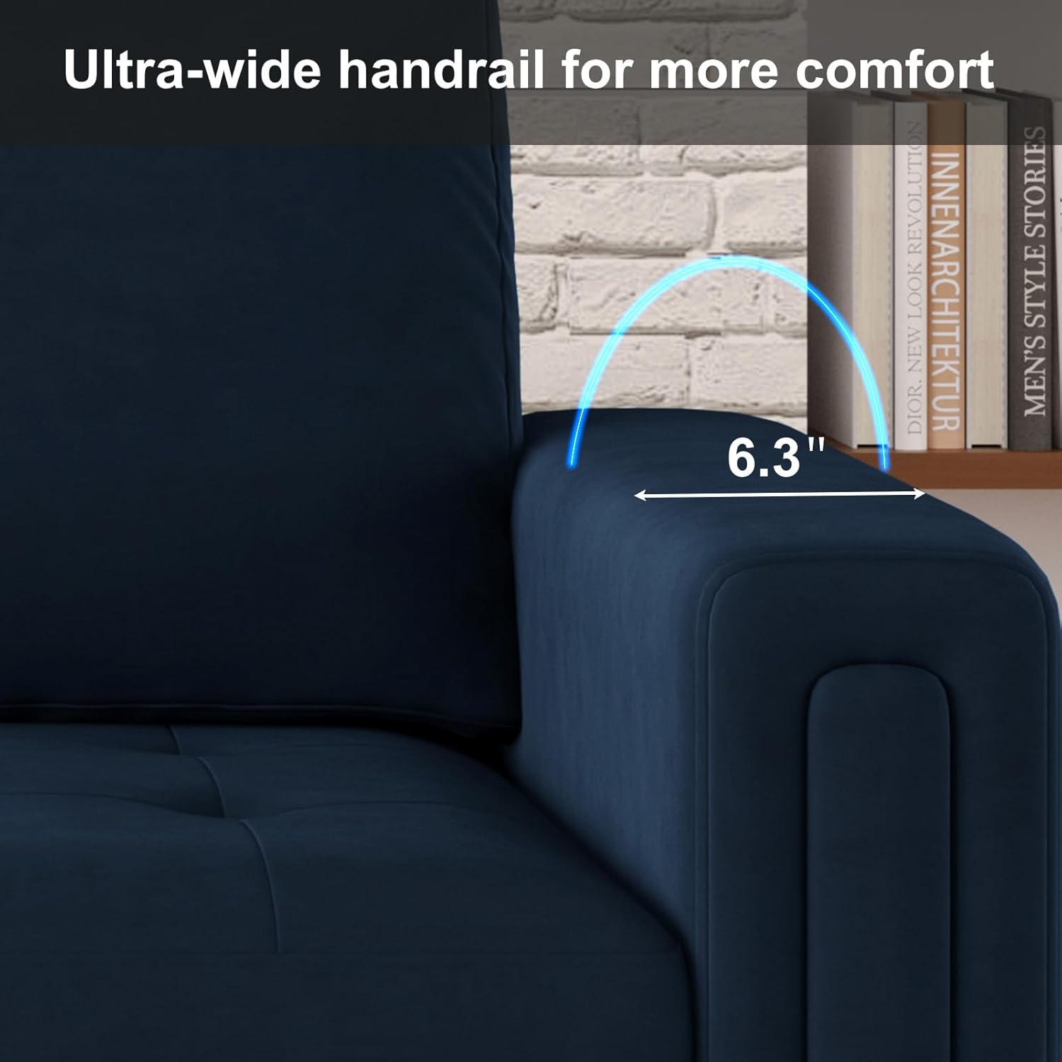 Belffin Velvet Modular 4 Seat Sofa Couch for Living Room Blue K5711