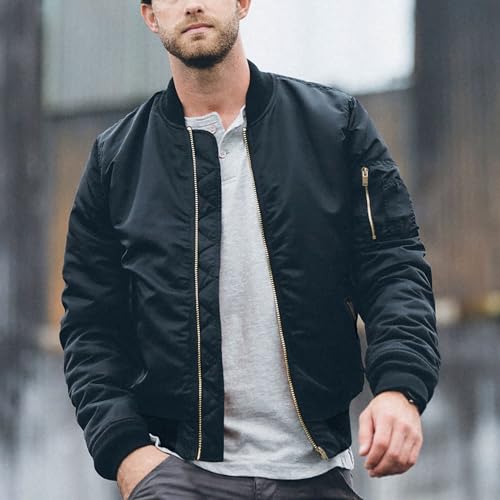 TACVASEN Men's Bomber Jacket Warm Windbreaker Full Zip Casual Padded Coat C548