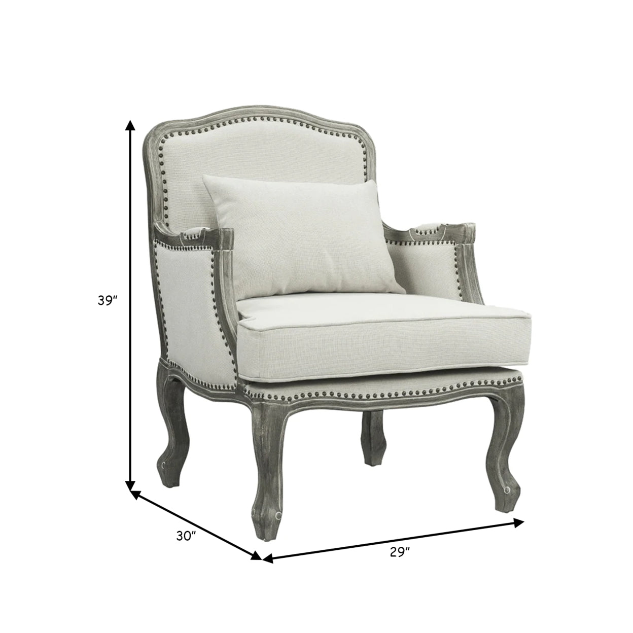 Warn 39 Inch Classic Accent Chair, Cream N440