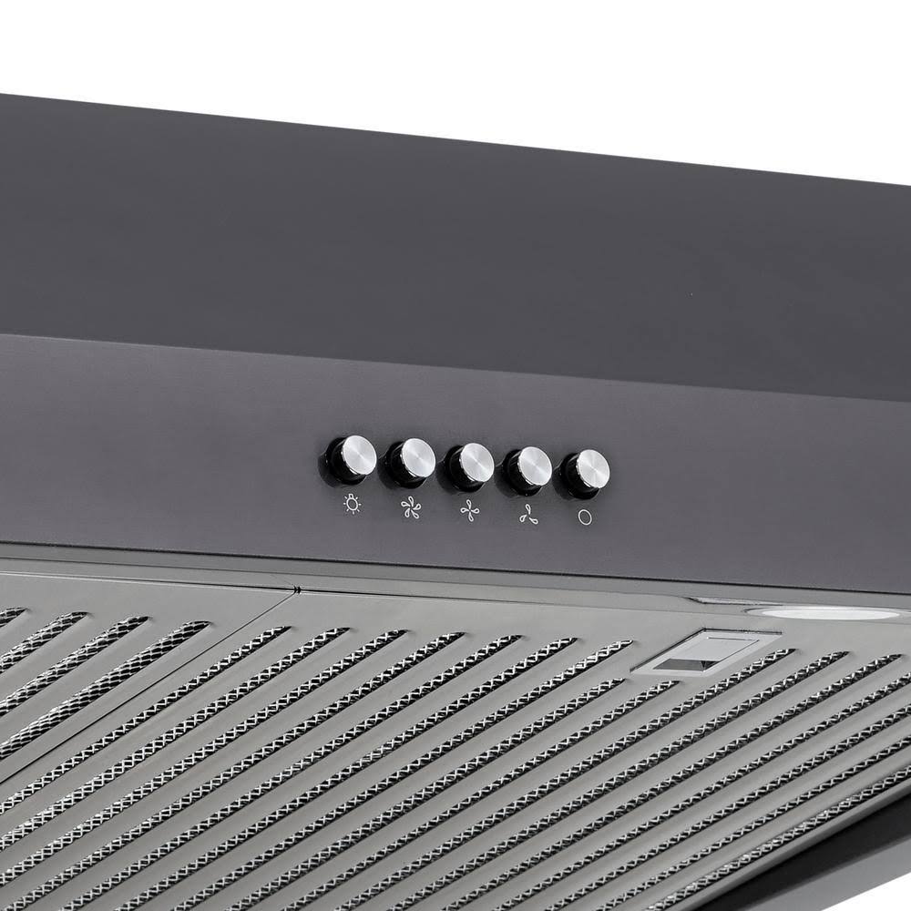 Vissani 30 in. 370 CFM Under Cabinet Range Hood with LED Bulbs, Black Stainless Steel E8803