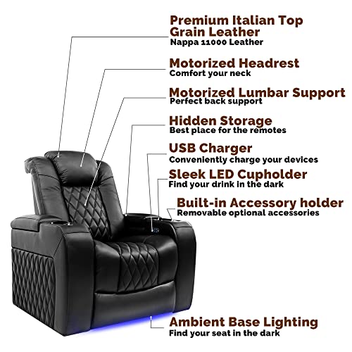 Valencia Tuscany Home Theater Seating Power Reclining Leather Row of 4 Loveseat Center Dark Chocolate G8761