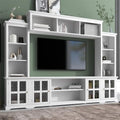 Modern TV Stand for Televisions up to 75 Inchs Minimalism Entertainment Wall Unit with Bridge Multifunctional Media TV Console Table with Large Storage for Living Room, Black