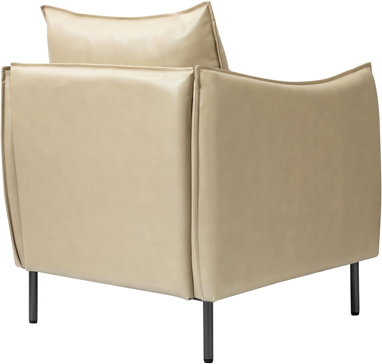 Leather Armchair Set of 2, Modern Accent Chairs with Cushion, Beige X495353