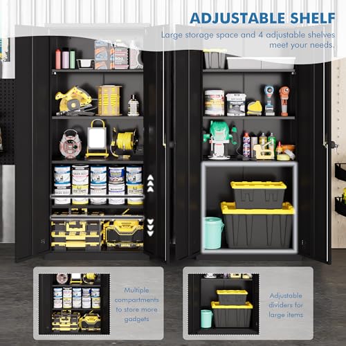 Qiaoxuan Metal Garage Storage Cabinet with 2 Doors and 4 Adjustable Shelves I354