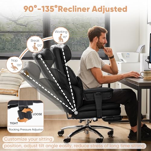 Sweetcrispy Executive Office Desk Chair Ergonomic High Back with Footrest, Black Z680915