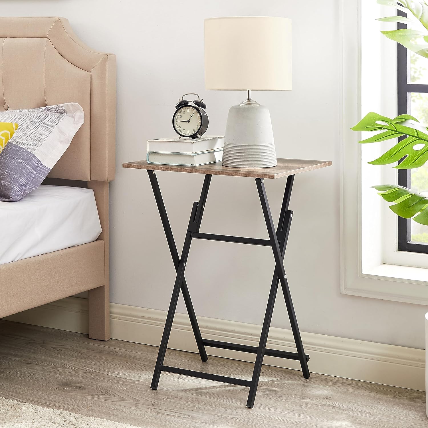 Rustic Brown & Black TV Tray Table 2-Piece Foldable Portable W22028