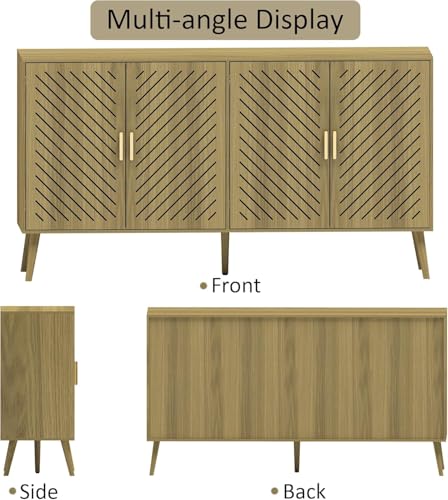 Wood Sideboard Buffet Cabinet with Storage, 4 Doors, Adjustable Shelves N831621
