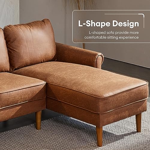 ovios 81.5" L-Shape Sofa Couch with Chaise, Grey O929681