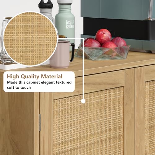 Rattan Buffet Cabinet with Drawer, Boho Credenza for Dining Room G877